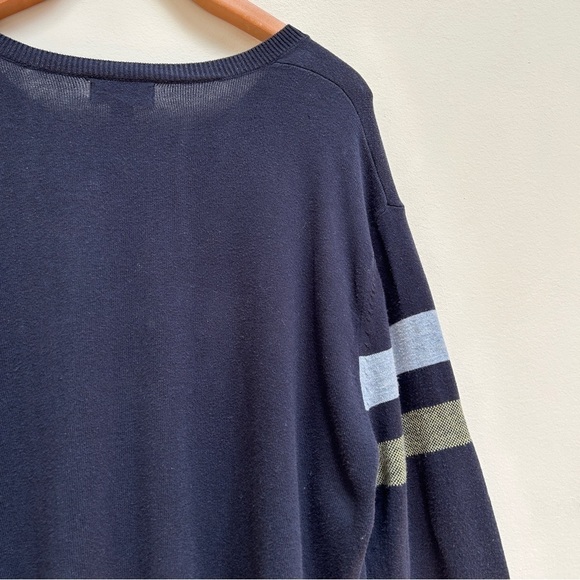 Banana Republic Men’s Cotton Striped Pullover Navy V Neck Sweater, Size XL - Picture 7 of 12
